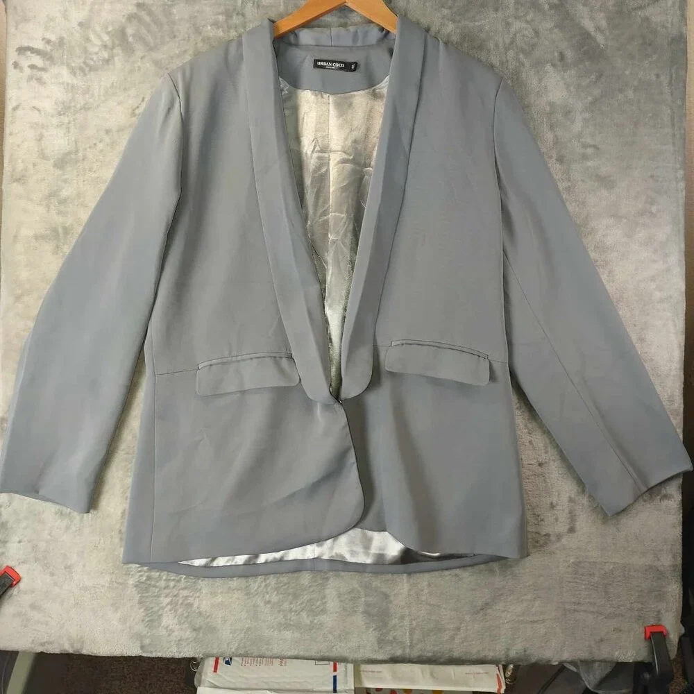 Urban Coco Womens XXL Grey Sophisticated Old Money Vintage Elegant Church Jacket
